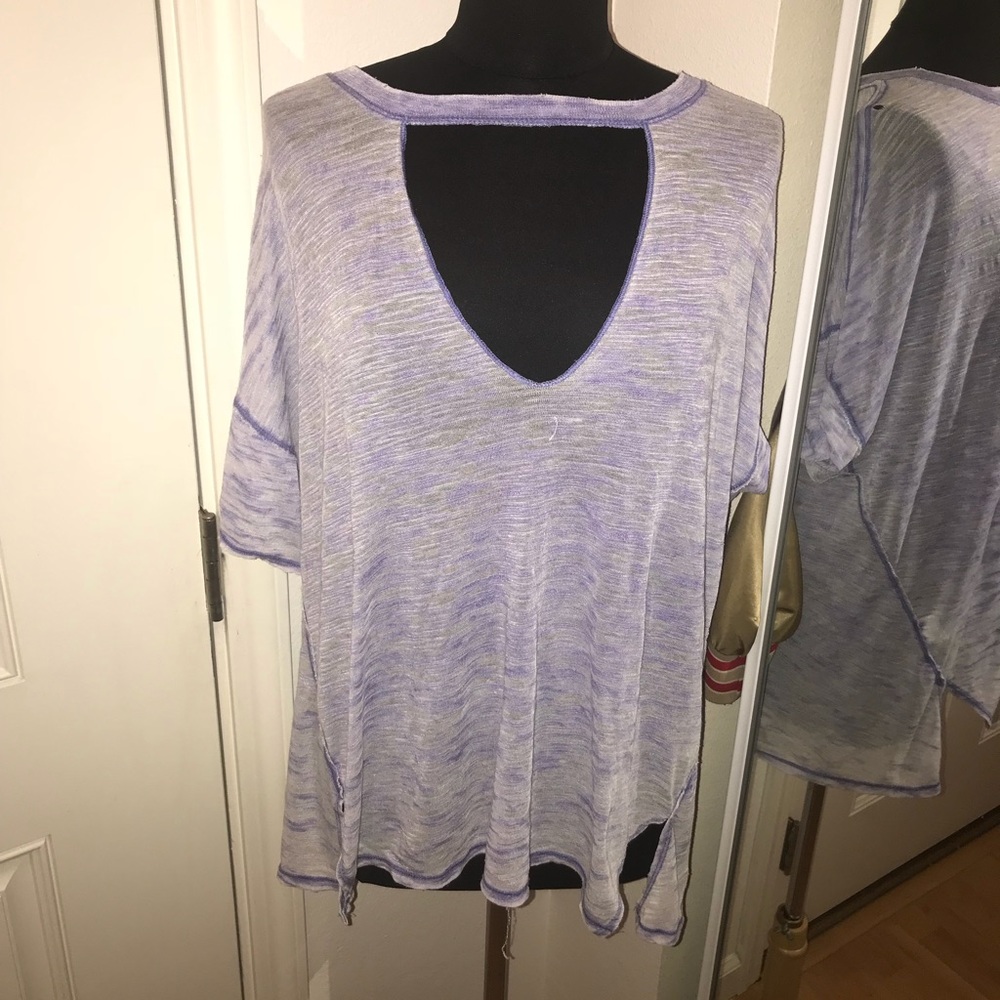 Free People Lavender burnout tee